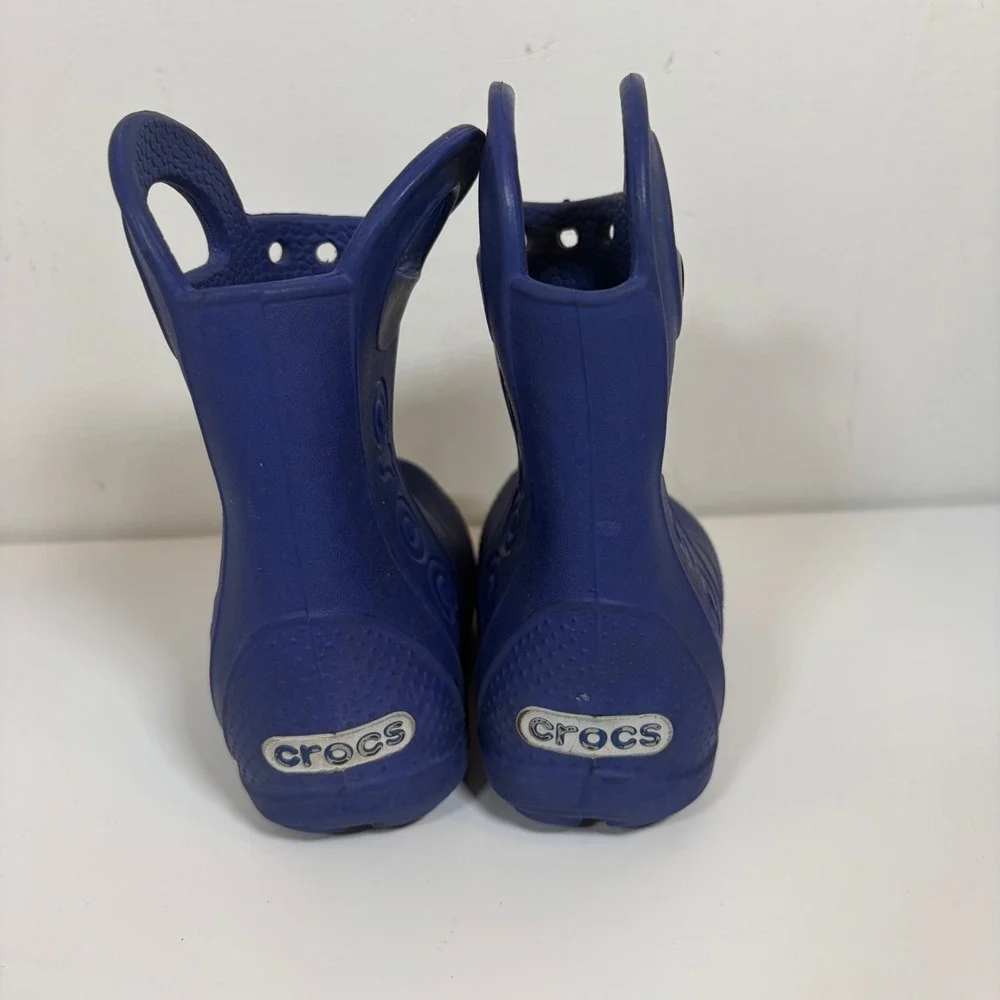 Crocs‎ Kids Handle It Rain Boots Blue Waterproof Pull On C6